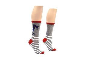 Pete the Cat Gray and White Adult Crew Socks